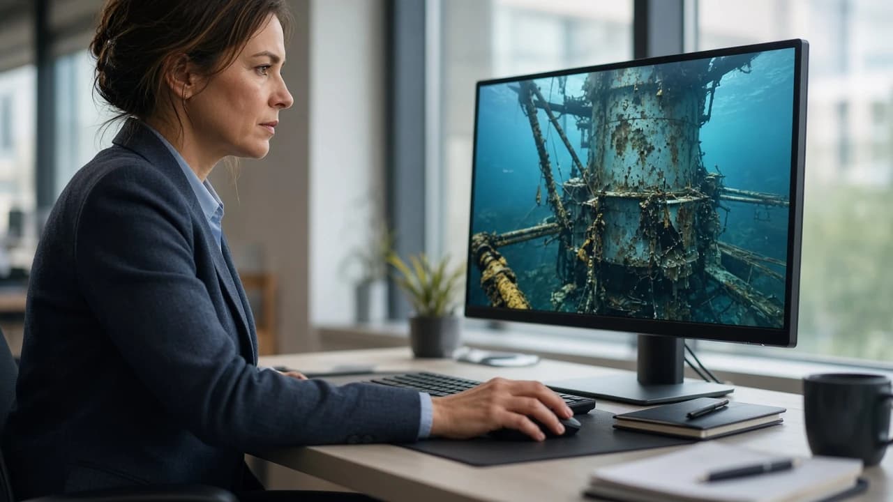 Insurance professional reviewing live damage inspection evidence